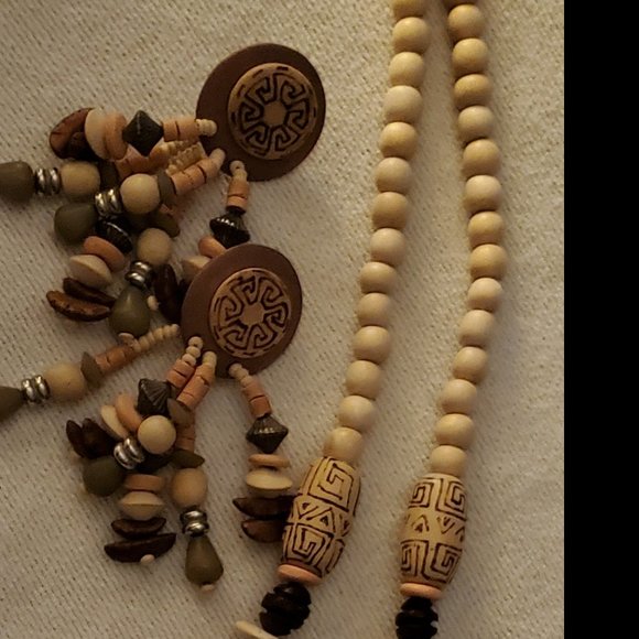 Contempo Fashions Primitive Style Necklace w/matching pierced drop/dangle earing - Picture 1 of 4